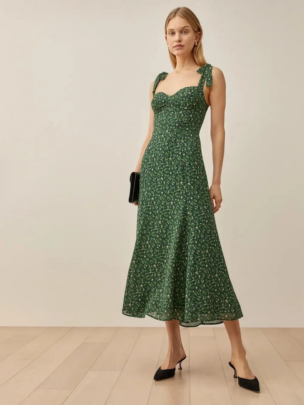 Reformation Nadira dress in Coriander Floral Green 4 - Picture 1 of 9
